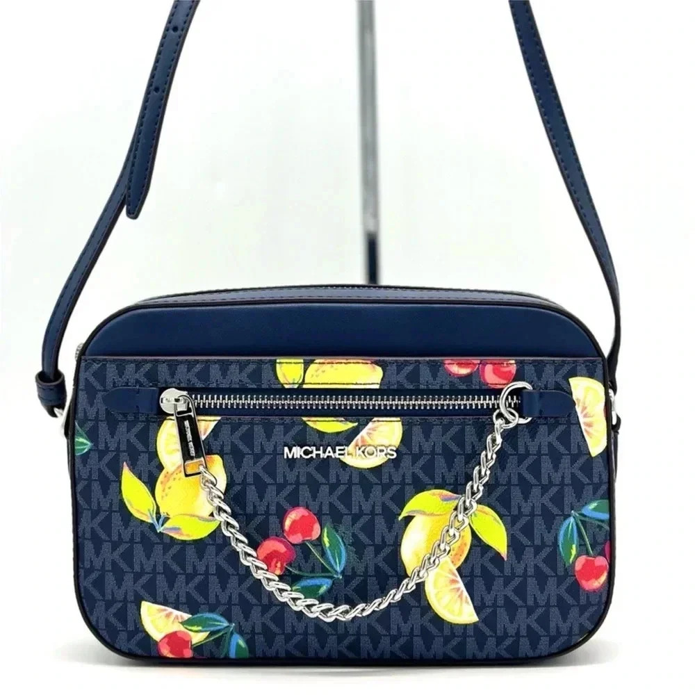 Michael Kors Large EW Zip Chain Xbody Crossbody Bag Admiral Navy - Picture 1 of 11